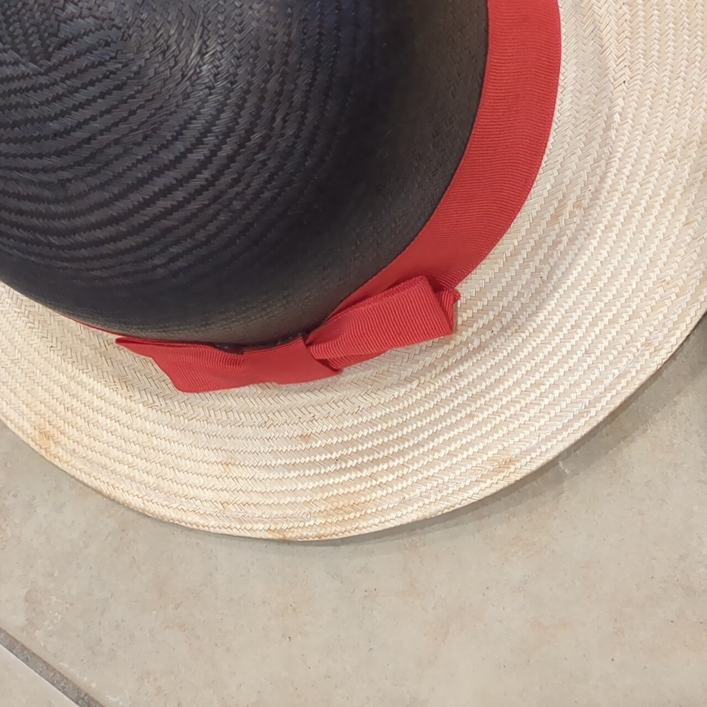 Vintage Red & Black Straw Hat - Picture 7 of 7